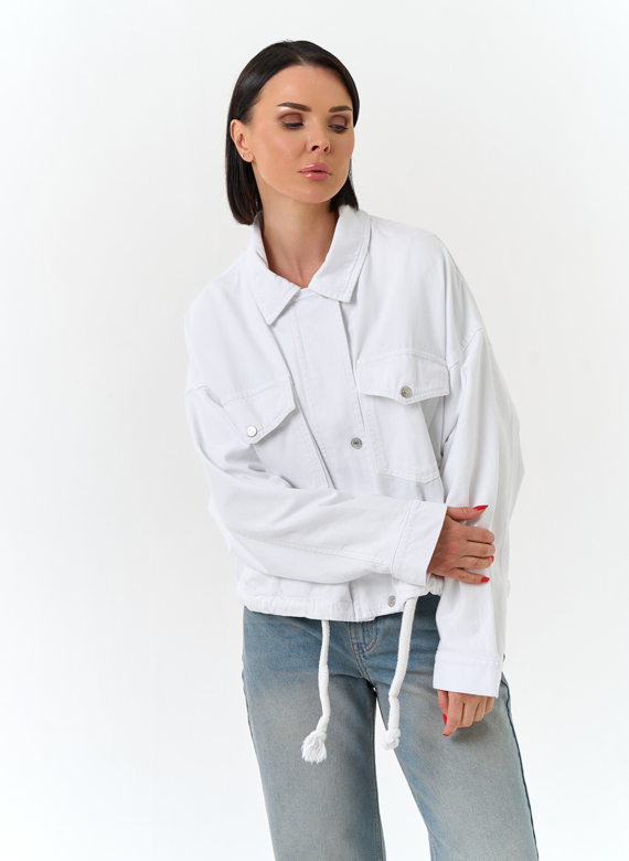 Женская объемная джинсовая куртка 