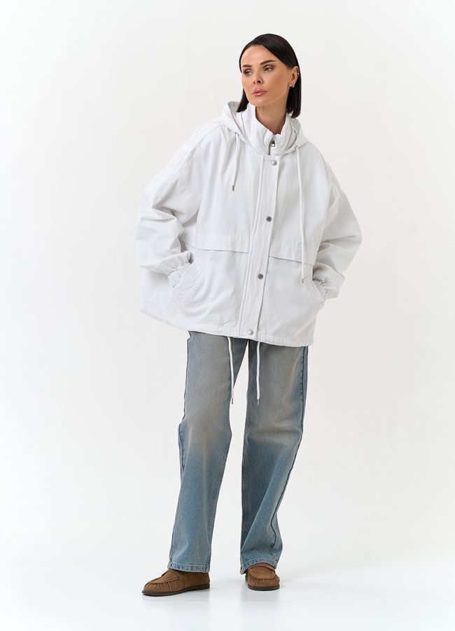 Женская джинсовая куртка с капюшоном модель № 33126 в кредит