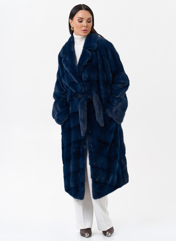 Длинная шуба с английским воротником