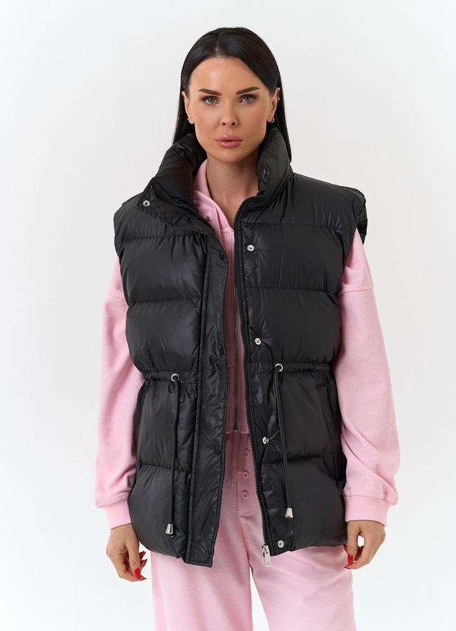 Женский утепленный жилет модель № 33093 меха малина