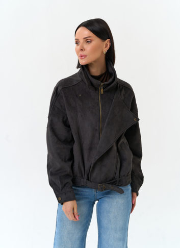 Женская куртка бомбер из эко замши