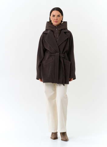 Женское пальто со съемный капюшоном