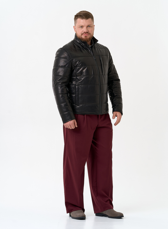 Мужская куртка из натуральной кожи с воротником стойкой