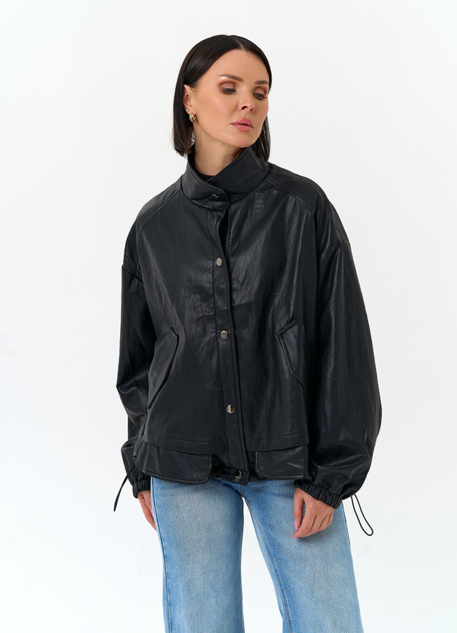 Женская объемная куртка из эко кожи модель № 33153 универмаг малина