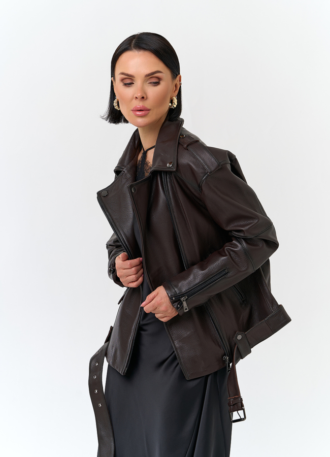 Женская косуха из натуральной кожи модель № 32737 универмаг малина