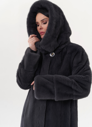 Шуба из норки в цвете графит