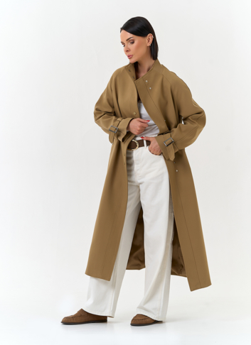 Женский плащ с воротником стойкой