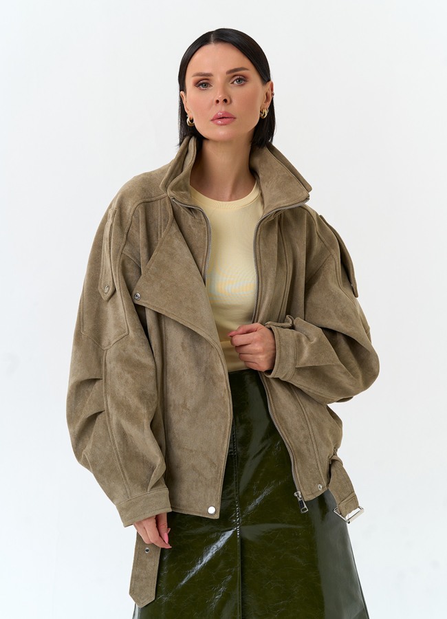 Женская куртка из эко замши модель № 33152 универмаг малина