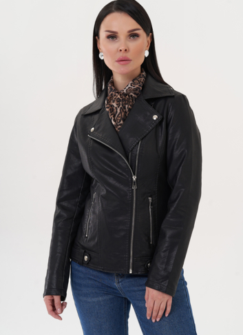 Куртка "косуха" из эко кожи с двойной молнией