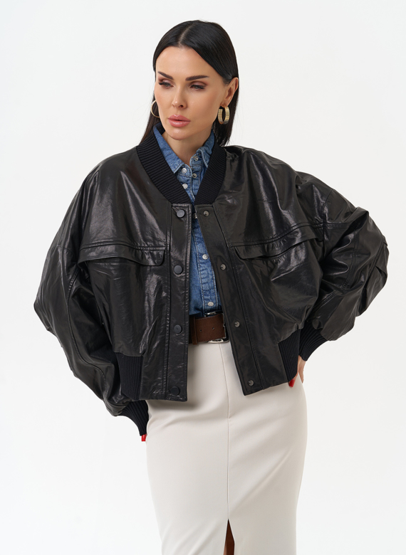 Женская куртка бомбер из натуральной кожи