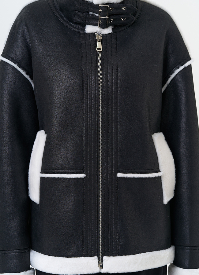 Женская дубленка из эко замши с воротником стойкой модель № 31510 универмаг малина