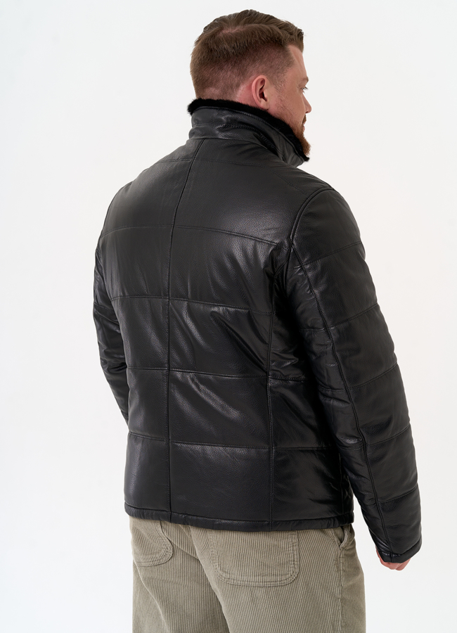 фото Куртка из натуральной кожи черного цвета модель № 29323