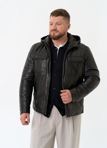 Мужская утепленная куртка из натуральной кожи