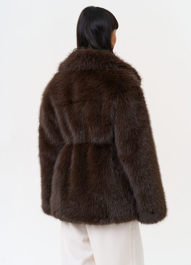 Женская шуба из эко меха с английским воротником модель № 31260 универмаг малина