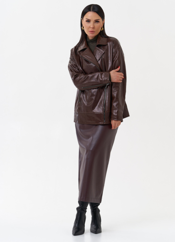 Куртка кожаная женская коричневая