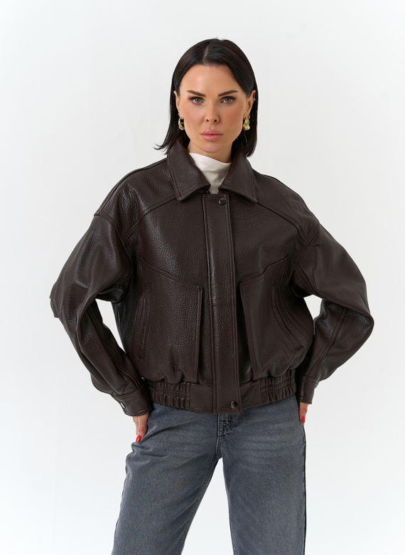 Женская куртка бомбер из натуральной кожи