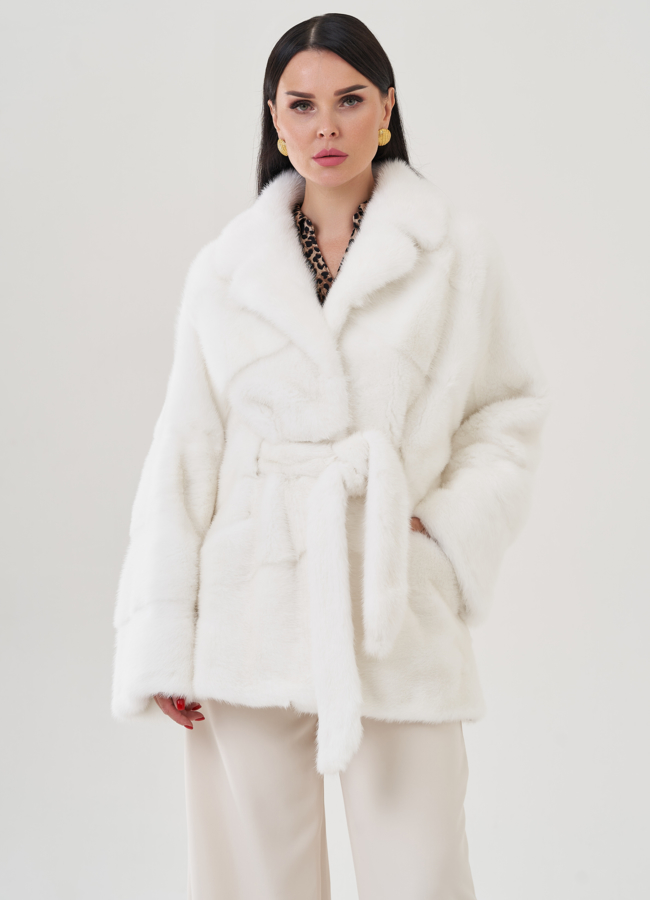 Шуба из меха норки белого цвета модель № 30758 универмаг малина