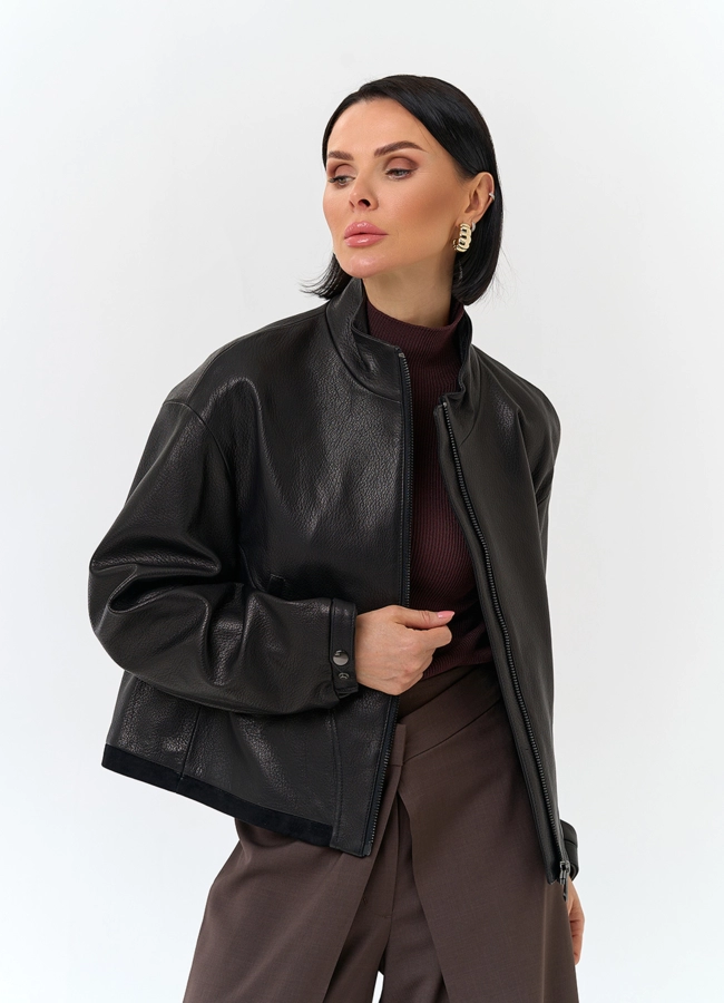 Женская короткая куртка из натуральной кожи модель № 32748 универмаг малина