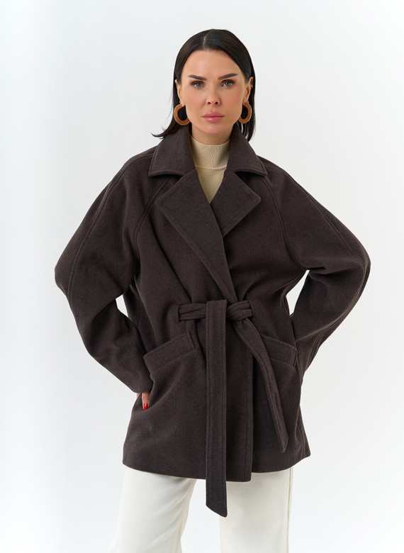 Женское пальто со съемный капюшоном