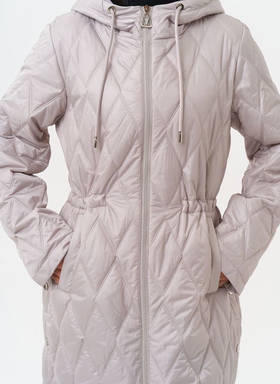 Женское утепленное полупальто с капюшоном