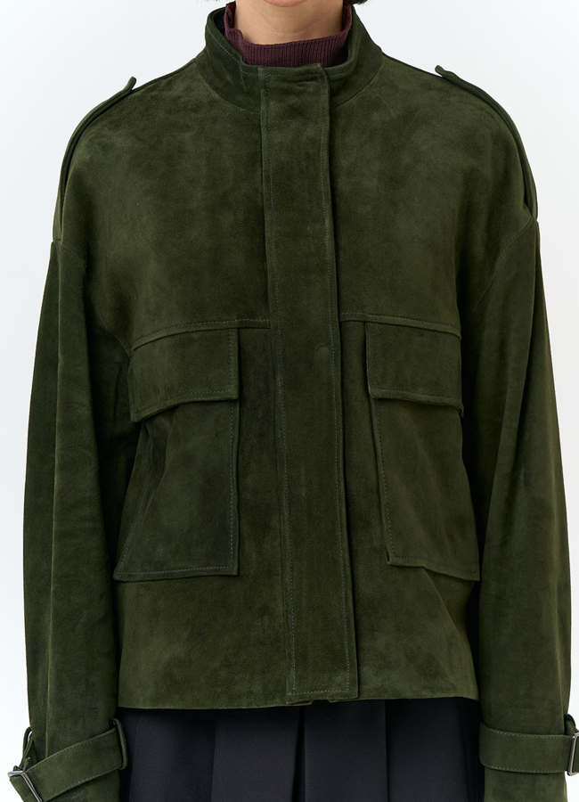 Женская куртка из натуральной замши зеленого цвета модель № 32727 универмаг малина