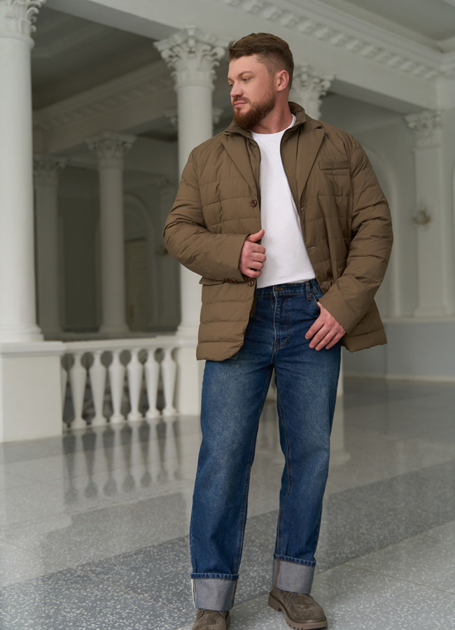 Мужской пуховик со съемной манишкой модель № 31461 универмаг малина