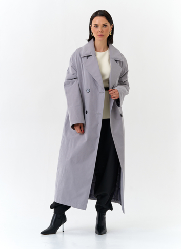 Женский утепленный плащ с английским воротником