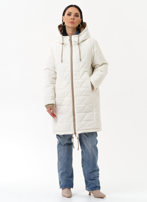 Женская удлиненная куртка с капюшоном