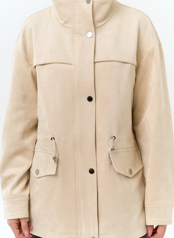 Женская светлая парка из эко замши