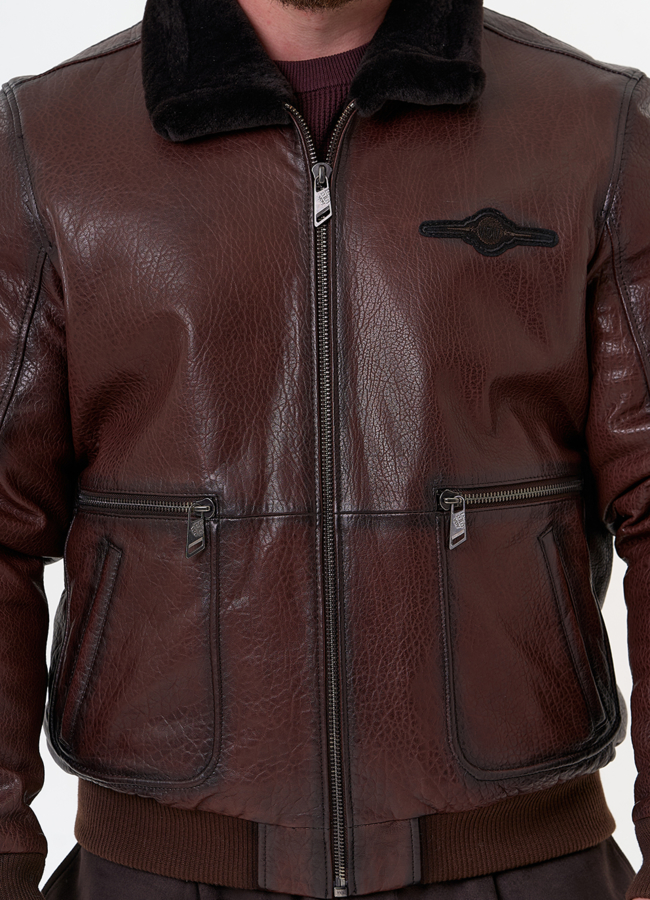 Мужская натуральная дубленка модель № 31794 универмаг малина