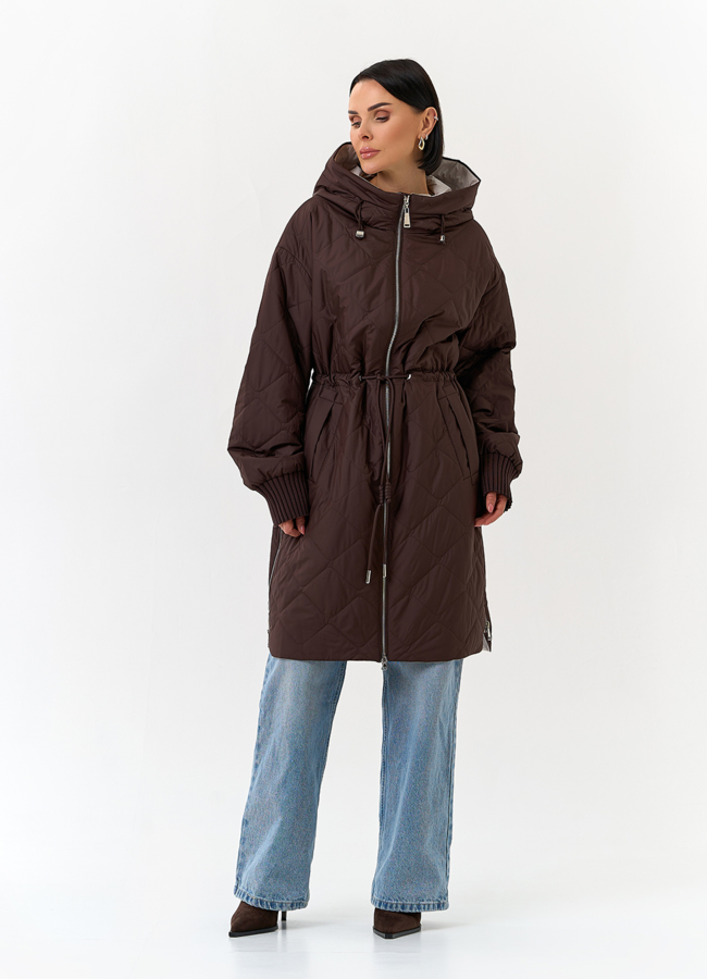 Женское утепленное пальто с капюшоном модель № 32848 универмаг малина