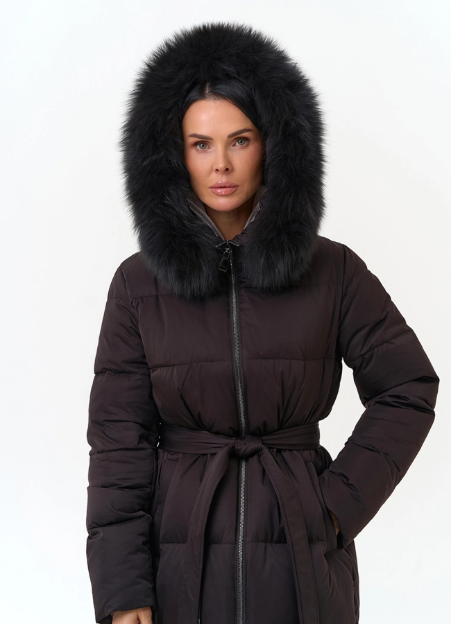 Женский пуховик с мехом песца на капюшоне модель № 34000 в кредит фото