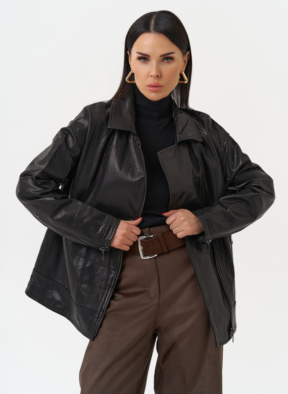 Женская косуха оверсайз черного цвета