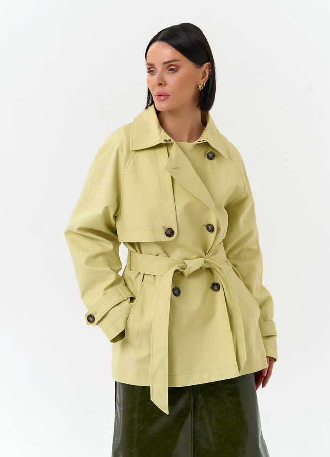 Женский укороченный плащ с поясом модель № 33192 универмаг малина