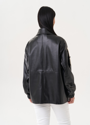 Куртка-рубашка из эко кожи с контрастными вставками