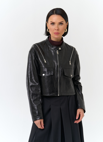 Куртка из натуральной кожи с декоративными молниями Куртка из натуральной кожи с декоративными молниями