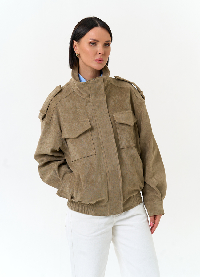 Женская куртка бомбер из эко замши модель № 33161 универмаг малина