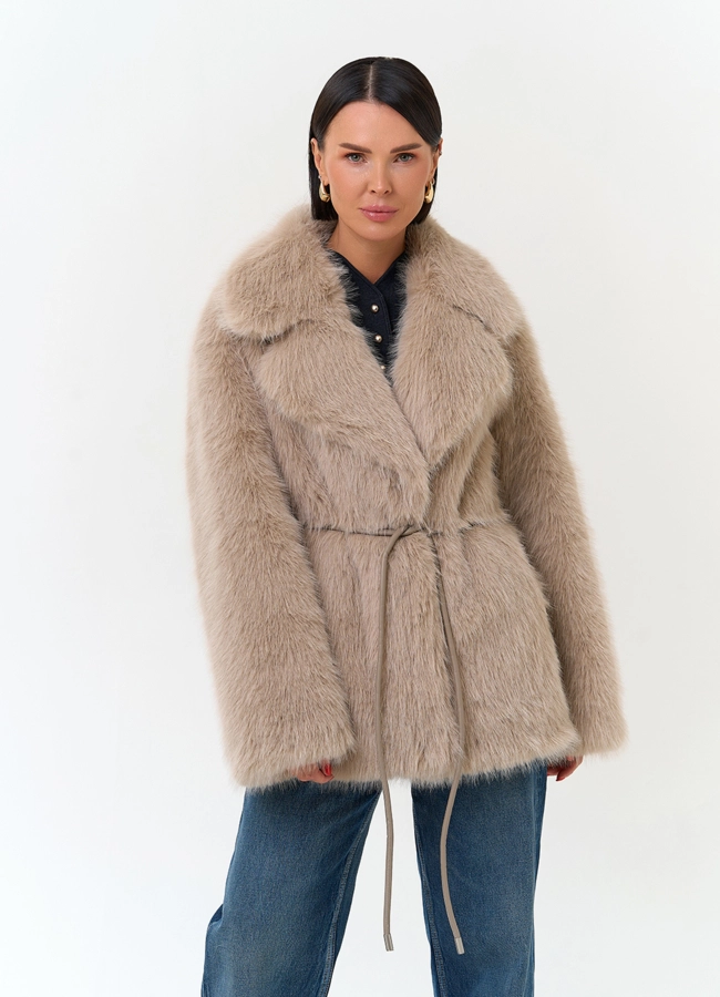 Женская куртка из эко меха модель № 33867 меха малина фото