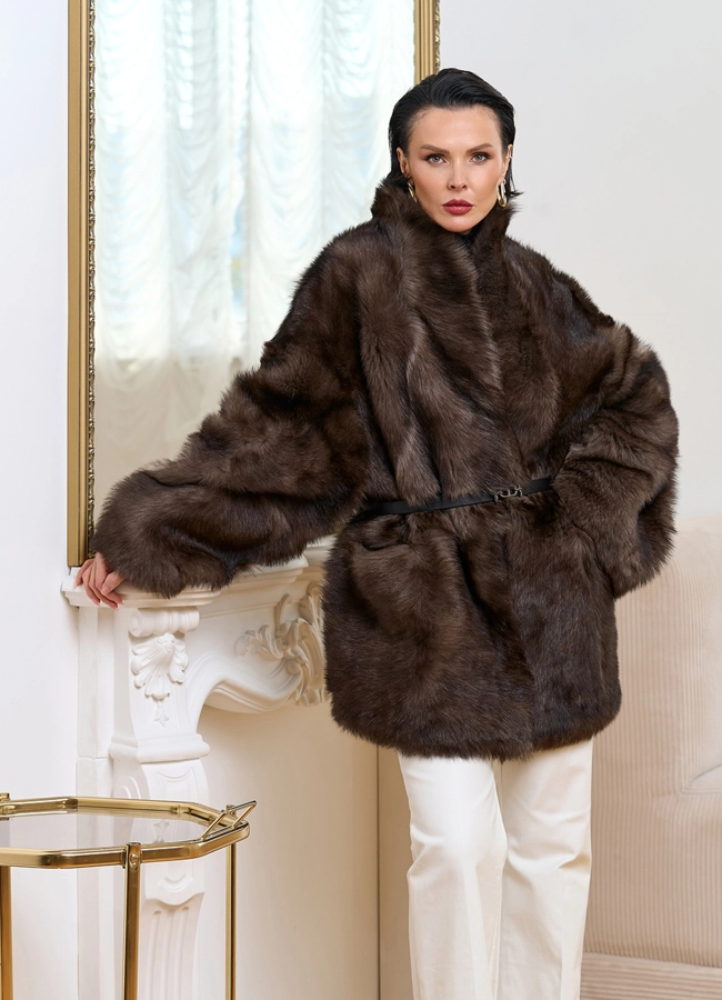 Женская двухсторонняя дубленка модель № 34198 в кредит фото