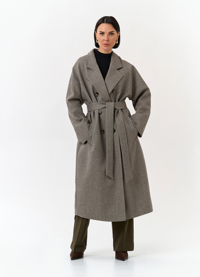 Женское пальто с английским воротником модель № 32815 меха малина