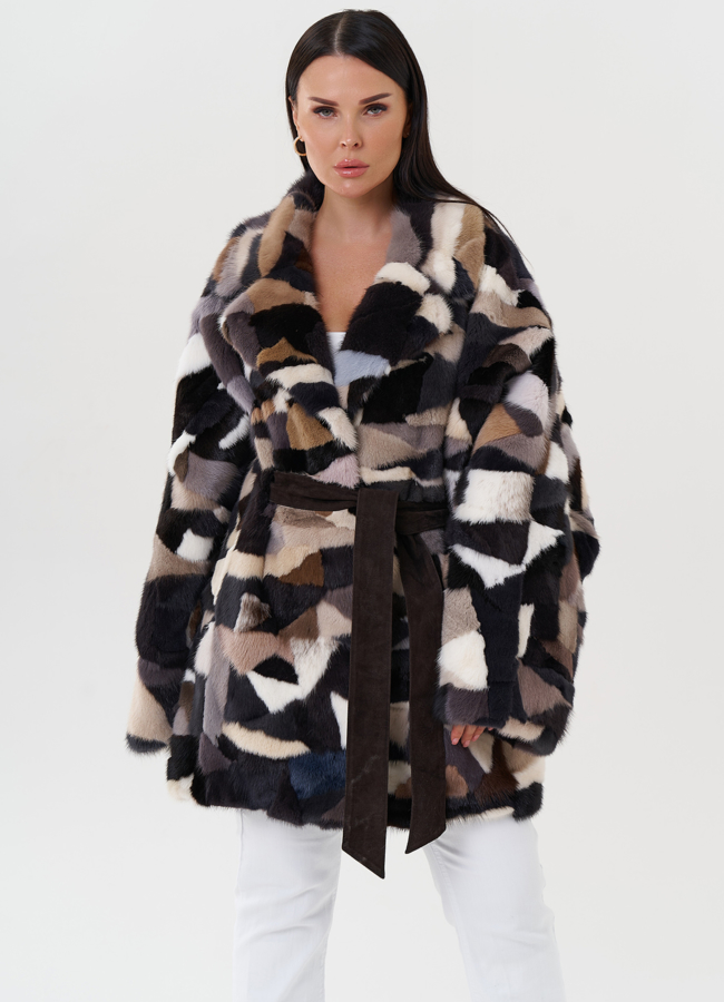 Шуба из меха норки с английским воротником модель № 27628 в кредит