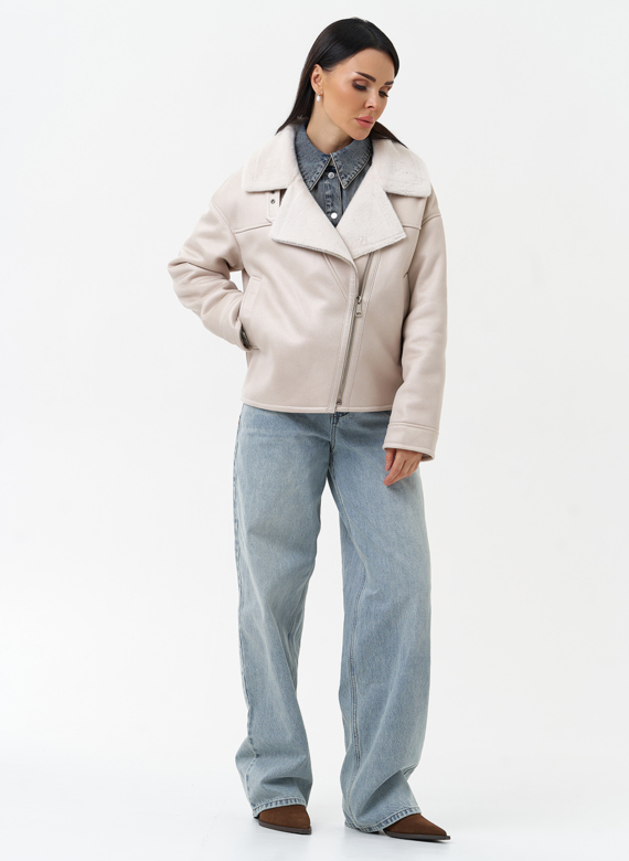 Короткая дубленка из эко замши