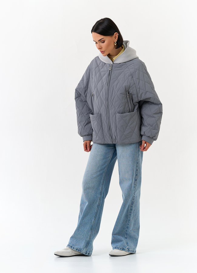 Женская куртка с трикотажным капюшоном модель № 32837 универмаг малина