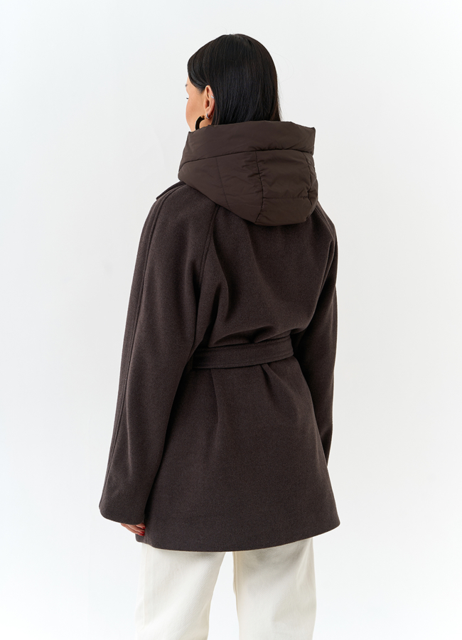 Женское пальто со съемный капюшоном модель № 32699 в рассрочку