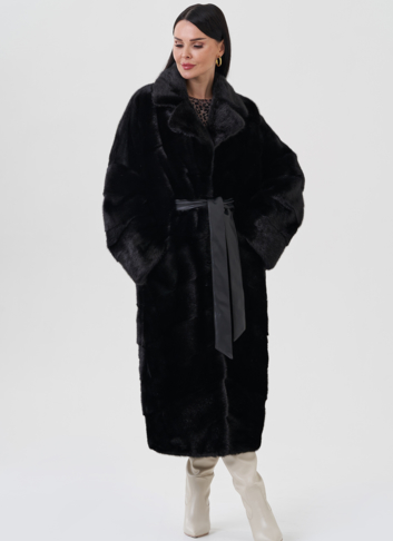 Норковая шуба с английским воротником 