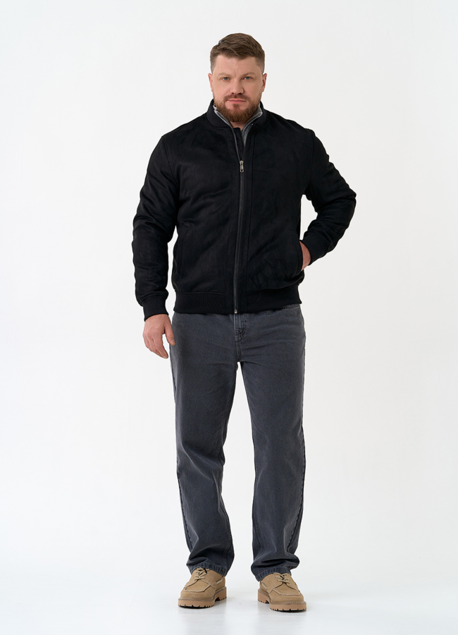 фото Мужская куртка бомбер из эко замши модель № 30293