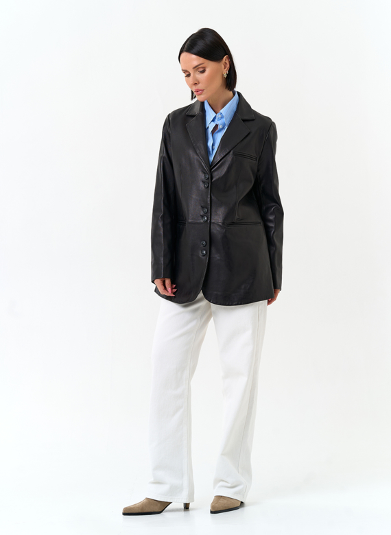 Женский жакет из натуральной кожи